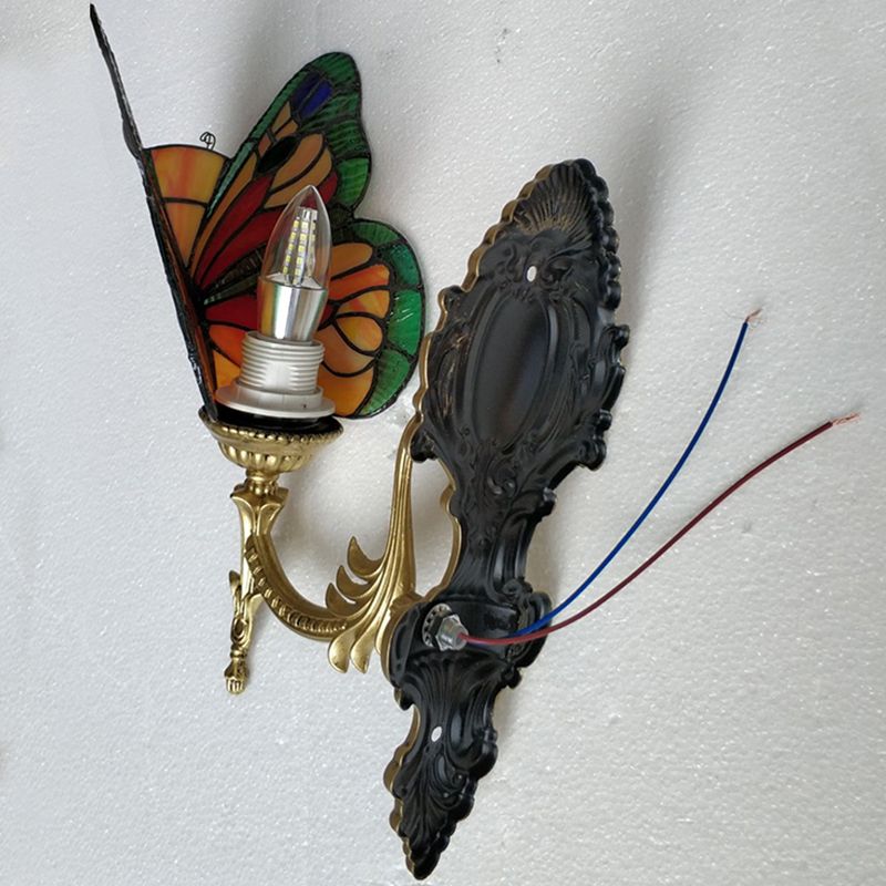 Arisha Design LED Bellissimo Decorativo Applique Metallo Vetro Artistica Farfalla Colorata Bagno