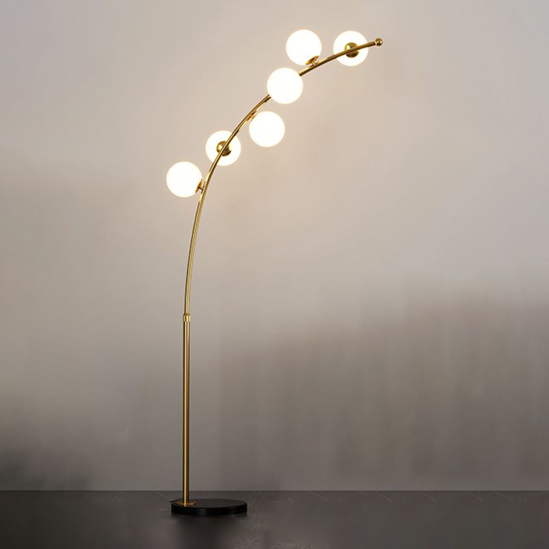 Valentina Moderno Curvo Arco Bubble Lampade da Terra Nero/Oro Soggiorno