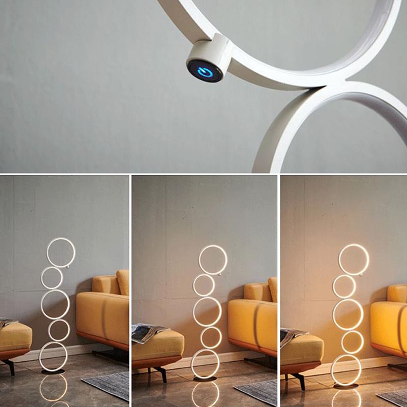 Arisha Minimalismo LED Anello Lampade da Terra Metallo Nero/Bianco Soggiorno/Camera da Letto