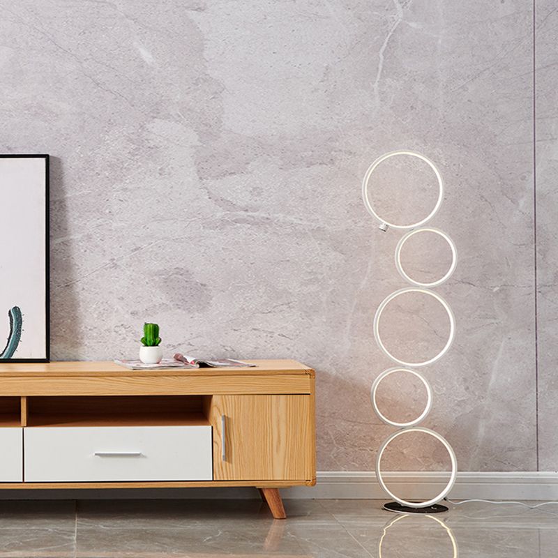 Arisha Minimalismo LED Anello Lampade da Terra Metallo Nero/Bianco Soggiorno/Camera da Letto