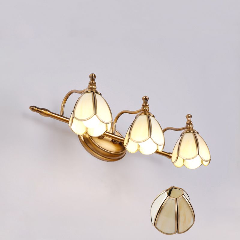 Arisha Vetro LED Fiore Bellissimo Vintage Applique Metallo Bianco/Giallo Soggiorno/Camera da Letto