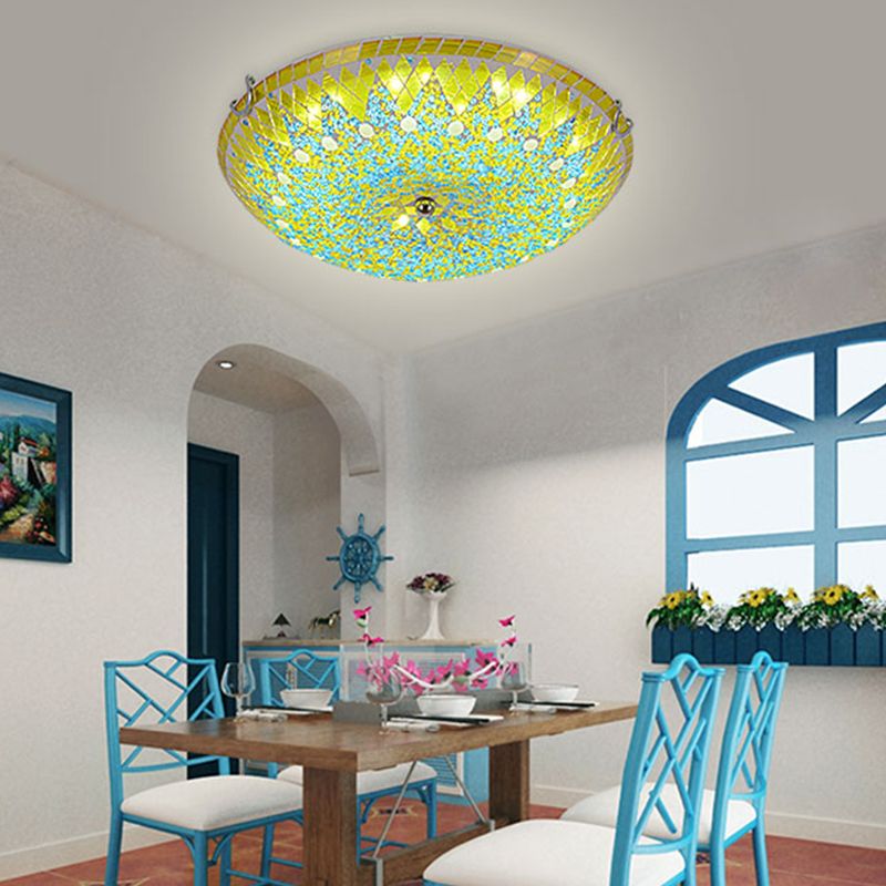 Tiffany Plafoniere Moderne Mediterranee Vetro Blu/Gialle/Bianche Soggiorno