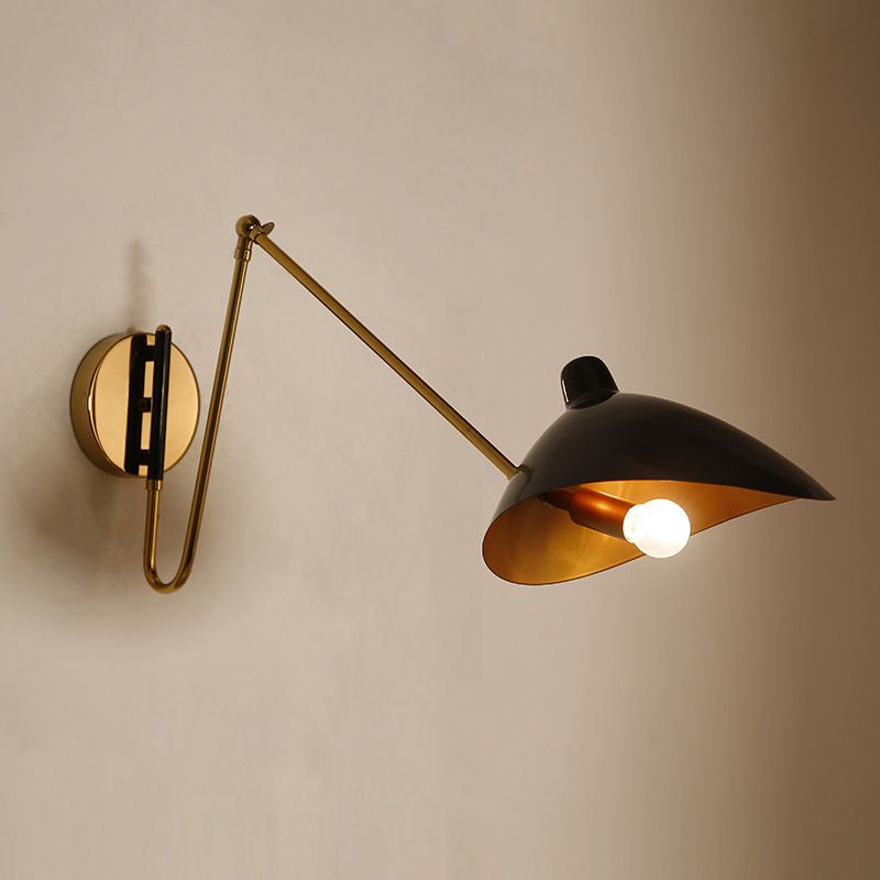 Epoch Industria Swing Braccio Vanità Applique, Nero/Oro