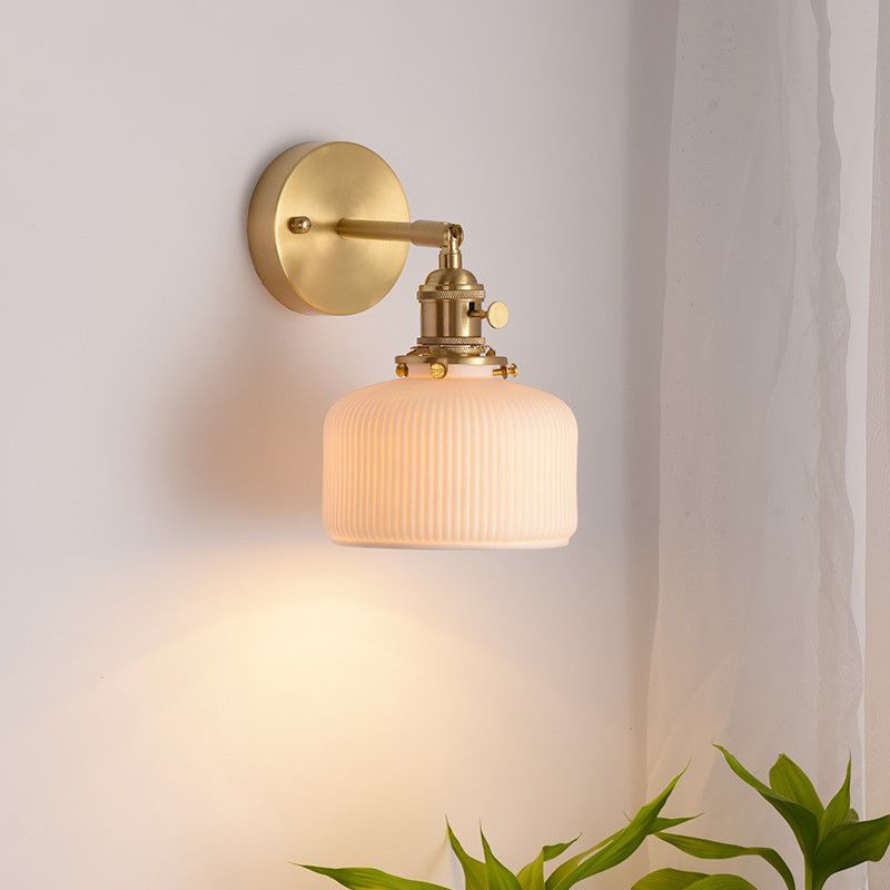 Arisha Design Rotondo LED Applique Metallo Oro Specchio Bagno/Soggiorno/Camera da Letto