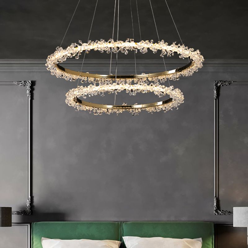 Kristy Metallo/Cristallo Anello Lusso Lampade a Sospensione