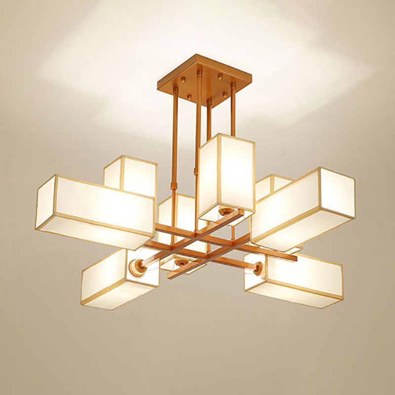 Arisha Metallo/Tessuto Nero/Oro Quadrato Lampade a Sospensione Soggiorno/Camera da Letto