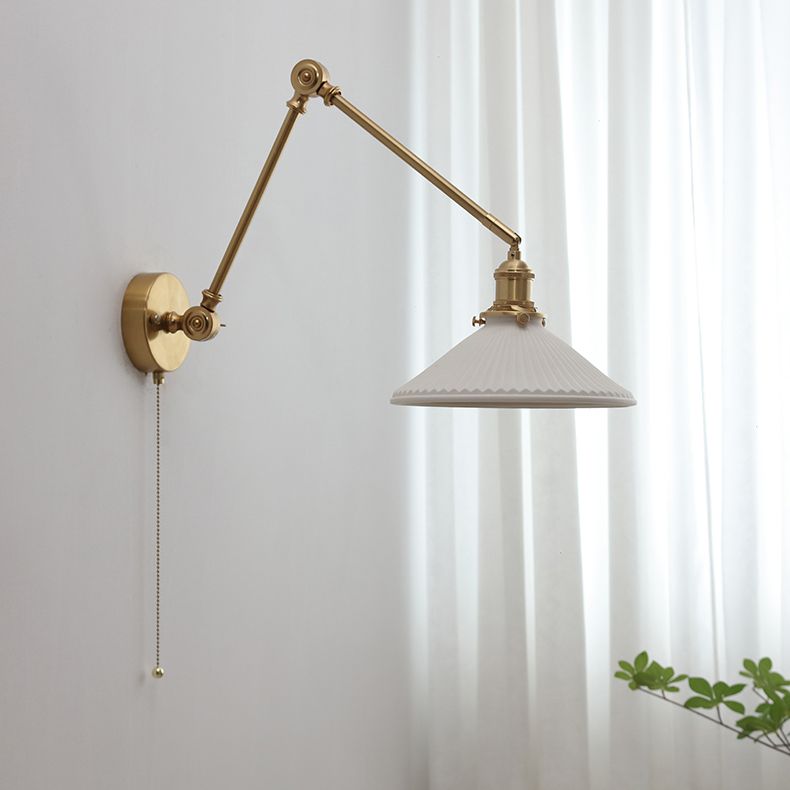 Arisha Applique Moderno Tamburo Ceramica Metallo Regolabile,Bianco