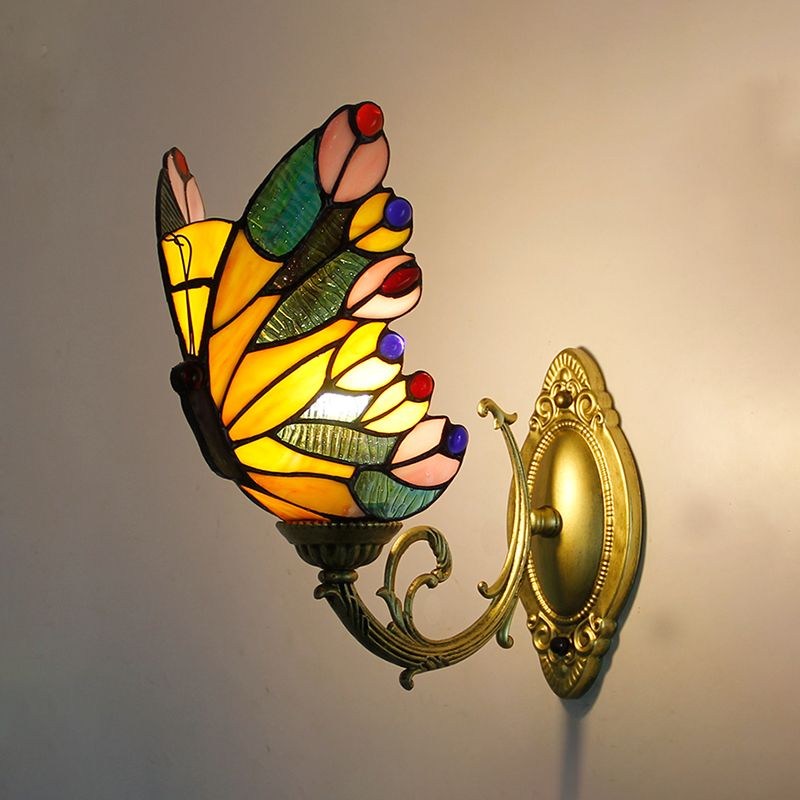 Arisha Design LED Bellissimo Decorativo Applique Metallo Vetro Artistica Farfalla Colorata Bagno