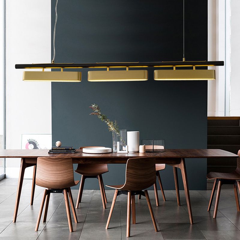 Arisha Moderne Rettangolari Lampade a Sospensione Nero/Ottone Metallo
