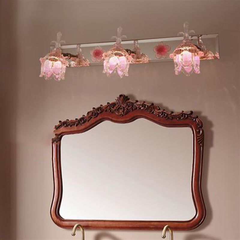 Arisha Design LED Applique Specchio Bellissimo Fiore Vanità Rosa Metallo/Vetro Bagno