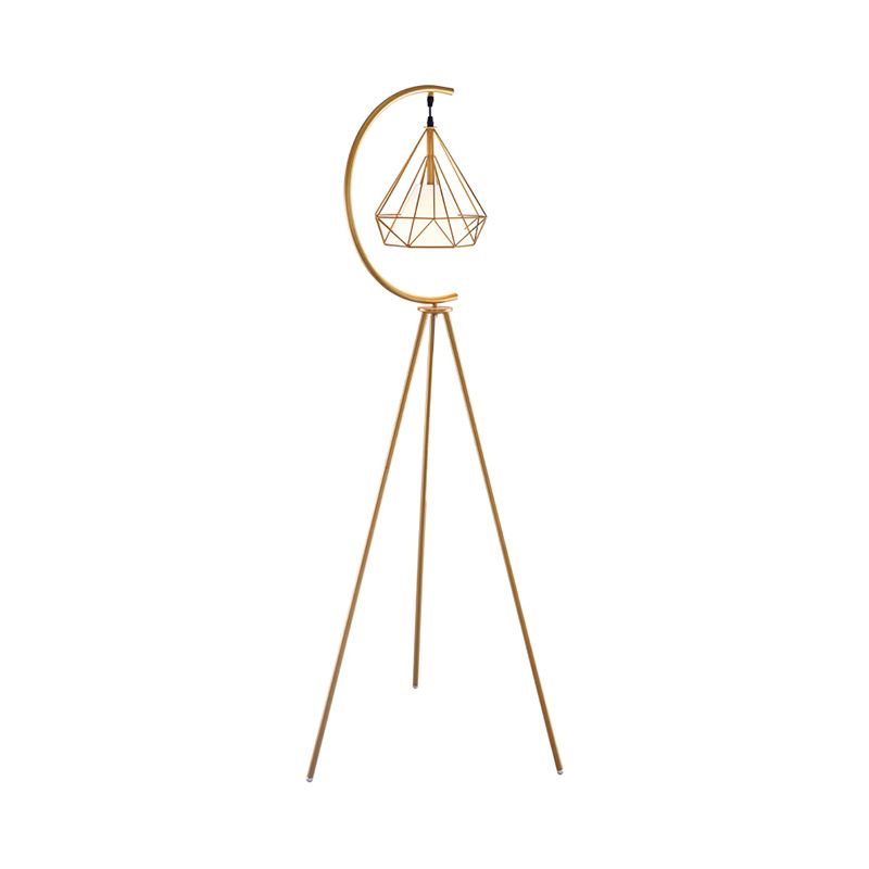 Tiffany Design LED Diamante Gabbia Lampade da Terra Metallo Nero/Oro Soggiorno/Camera da Letto