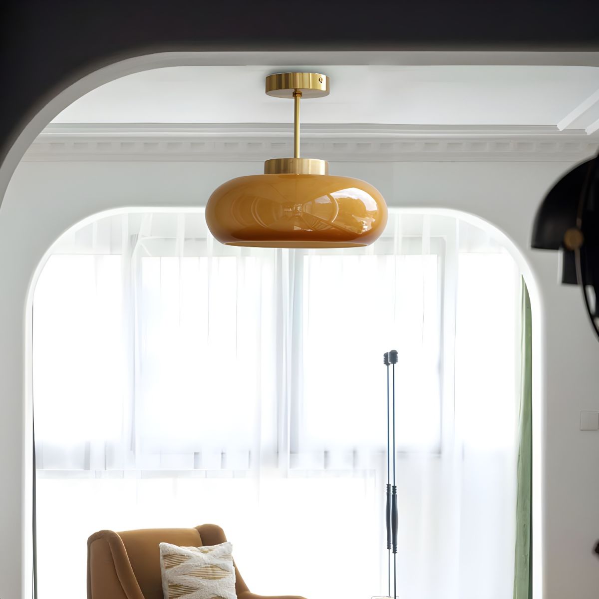 Arisha Moderne Metallo Vetro Plafoniere Giallo Camera da letto Soggiorno