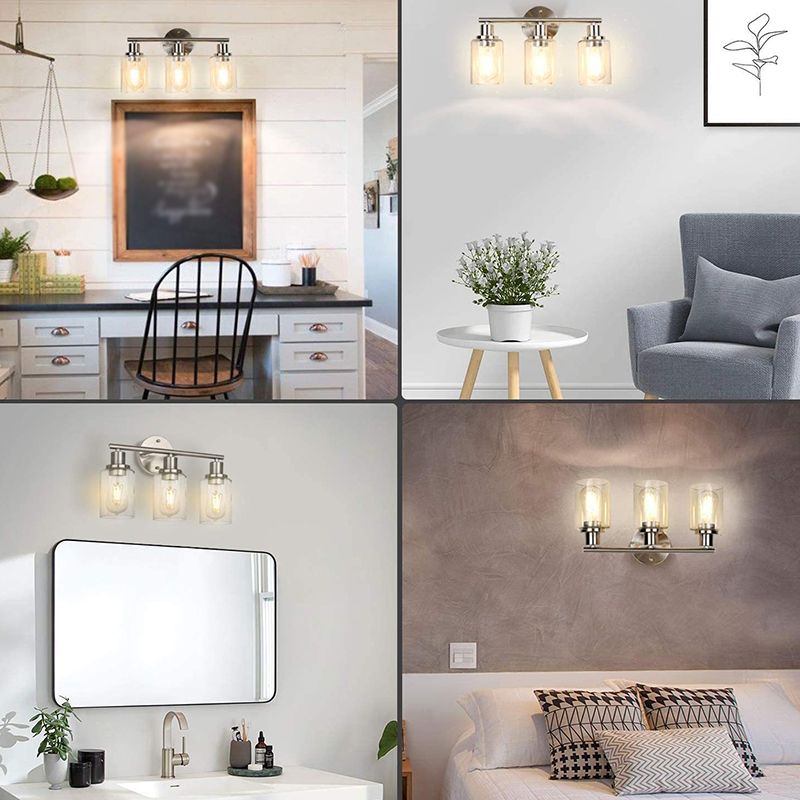 Silva Moderno Industriale LED Applique Metallo Argento Specchio Bagno