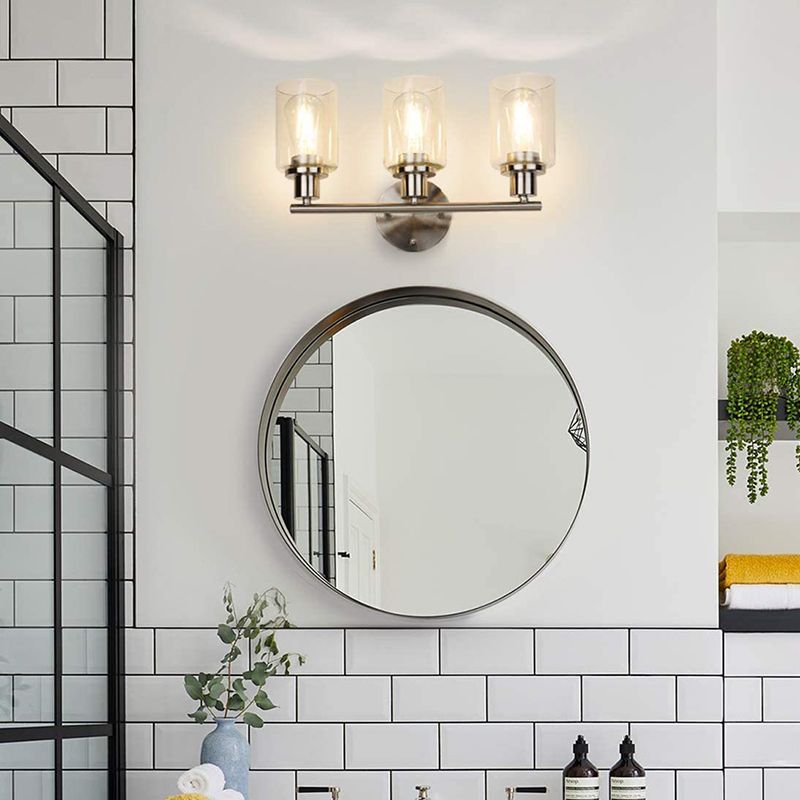 Silva Moderno Industriale LED Applique Metallo Argento Specchio Bagno