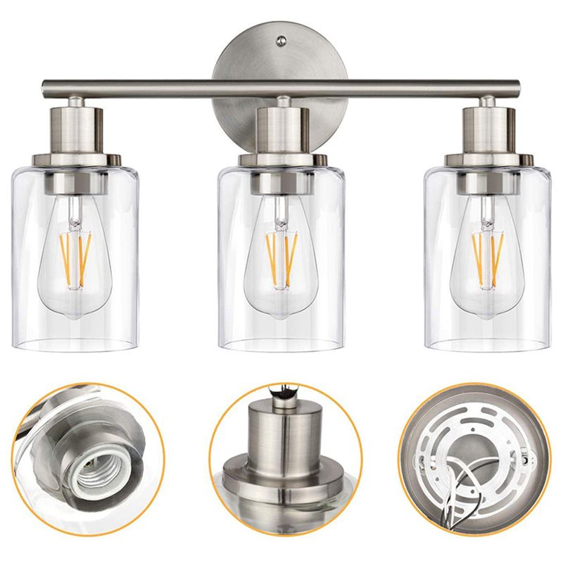 Silva Moderno Industriale LED Applique Metallo Argento Specchio Bagno
