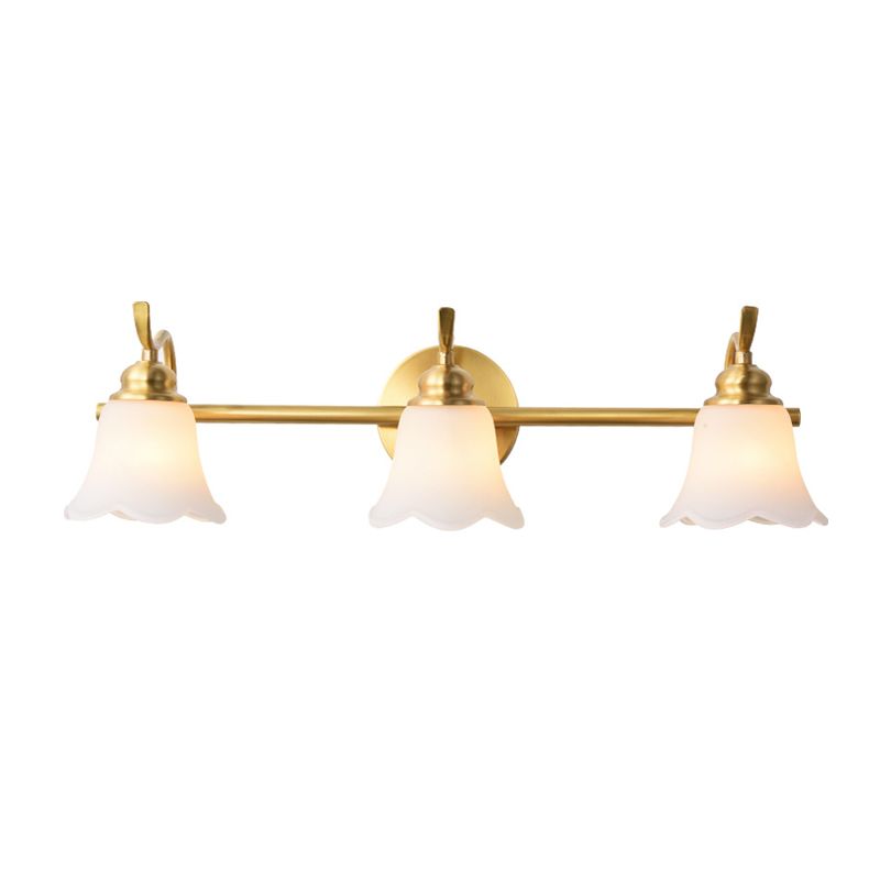 Arisha Design LED Fiore Elegante Applique Metallo Oro Specchio Bagno