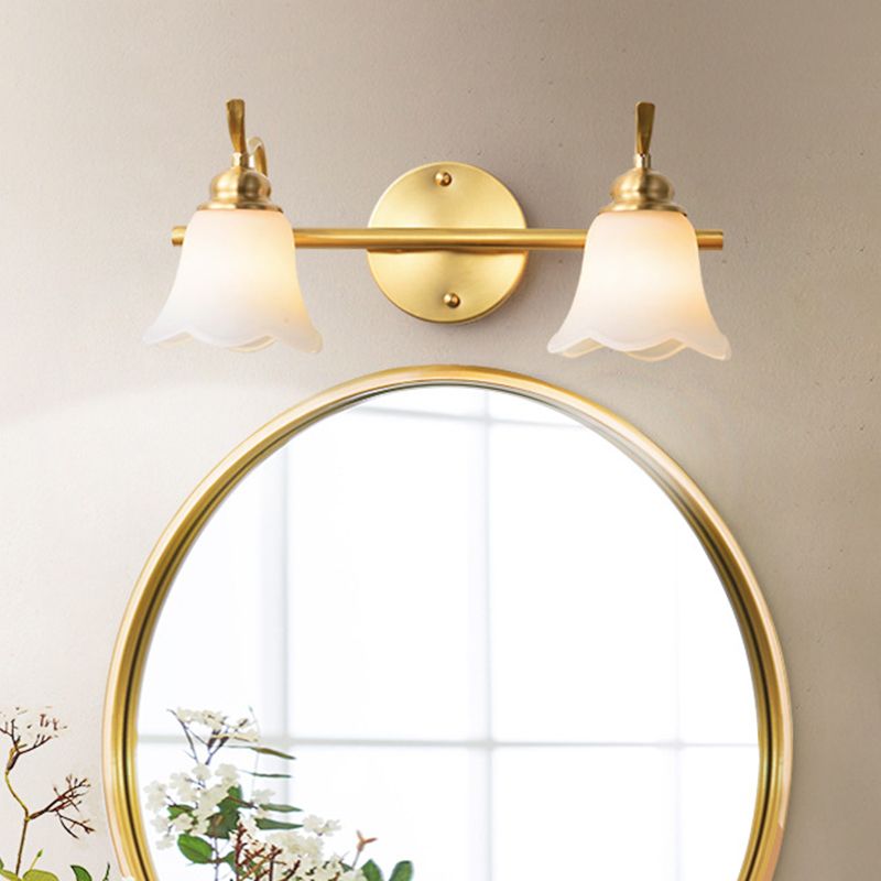 Arisha Design LED Fiore Elegante Applique Metallo Oro Specchio Bagno