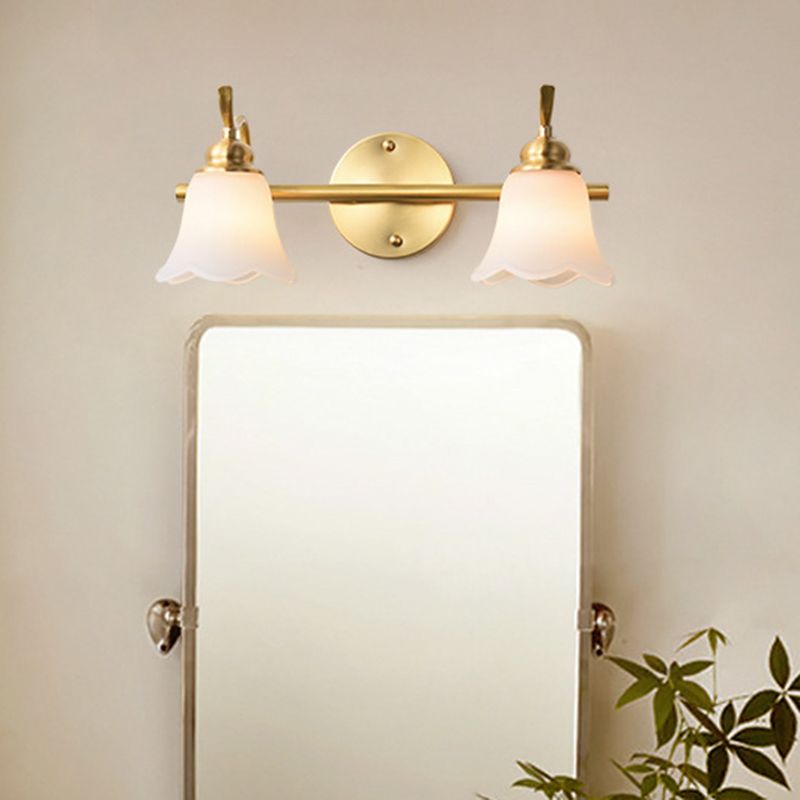 Arisha Design LED Fiore Elegante Applique Metallo Oro Specchio Bagno