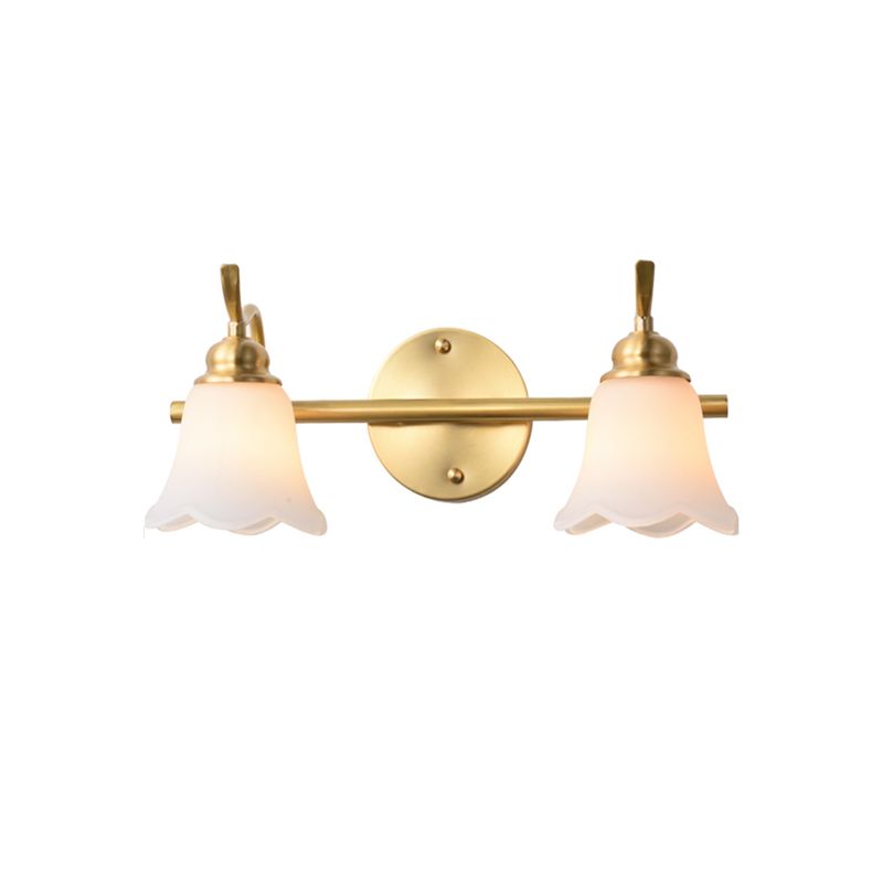 Arisha Design LED Fiore Elegante Applique Metallo Oro Specchio Bagno