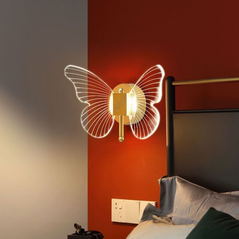 Arisha Design LED Farfalla Oro Applique Soggiorno/Camera da Letto/Bagno