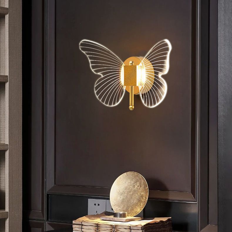 Arisha Design LED Farfalla Oro Applique Soggiorno/Camera da Letto/Bagno