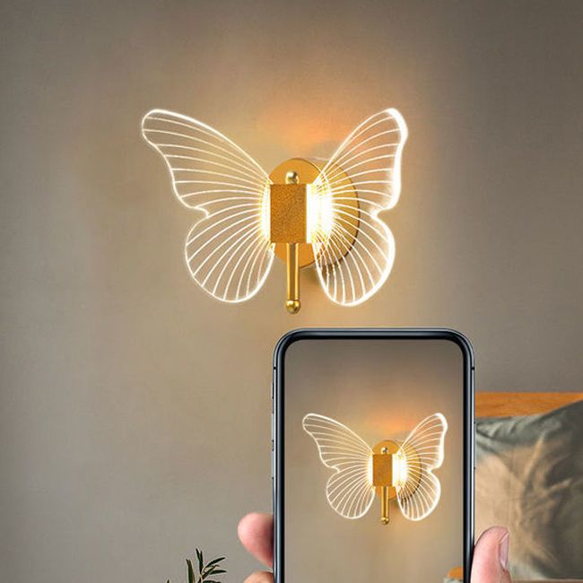 Arisha Design LED Farfalla Oro Applique Soggiorno/Camera da Letto/Bagno