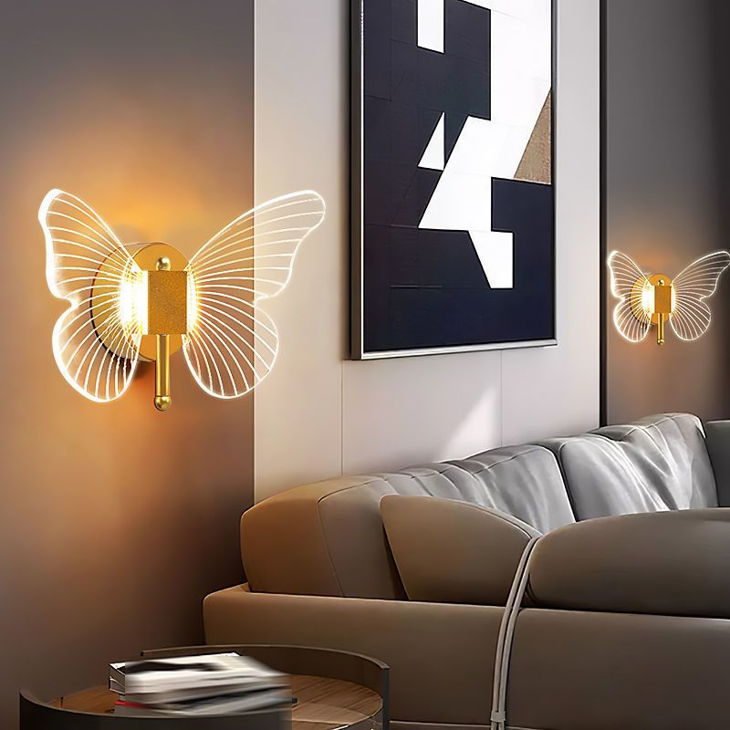 Arisha Design LED Farfalla Oro Applique Soggiorno/Camera da Letto/Bagno