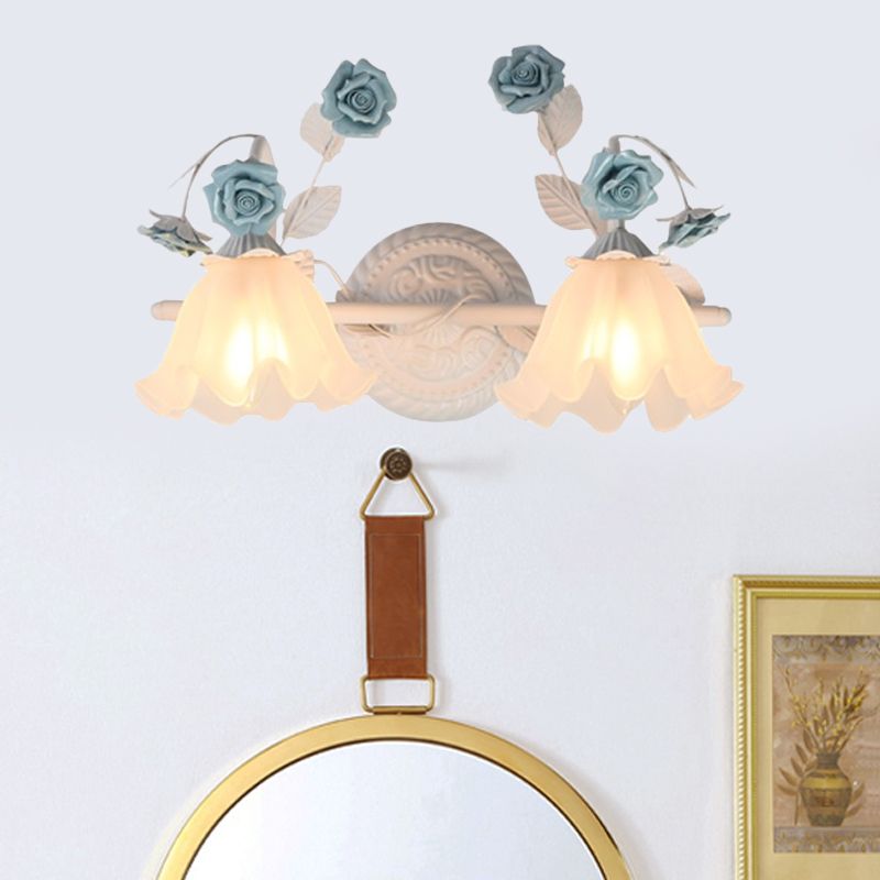 Arisha Vintage LED Fiore Metallo Applique Blu/Rosa Camera da Letto/Soggiorno/Bagno
