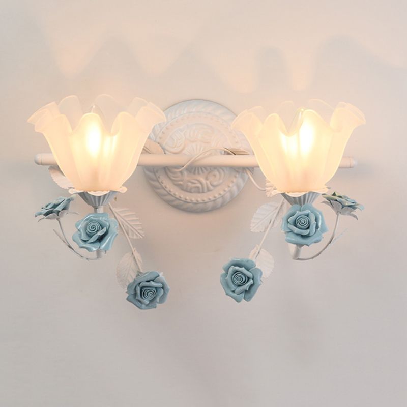 Arisha Vintage LED Fiore Metallo Applique Blu/Rosa Camera da Letto/Soggiorno/Bagno