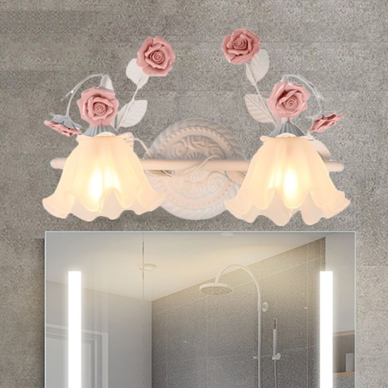 Arisha Vintage LED Fiore Metallo Applique Blu/Rosa Camera da Letto/Soggiorno/Bagno