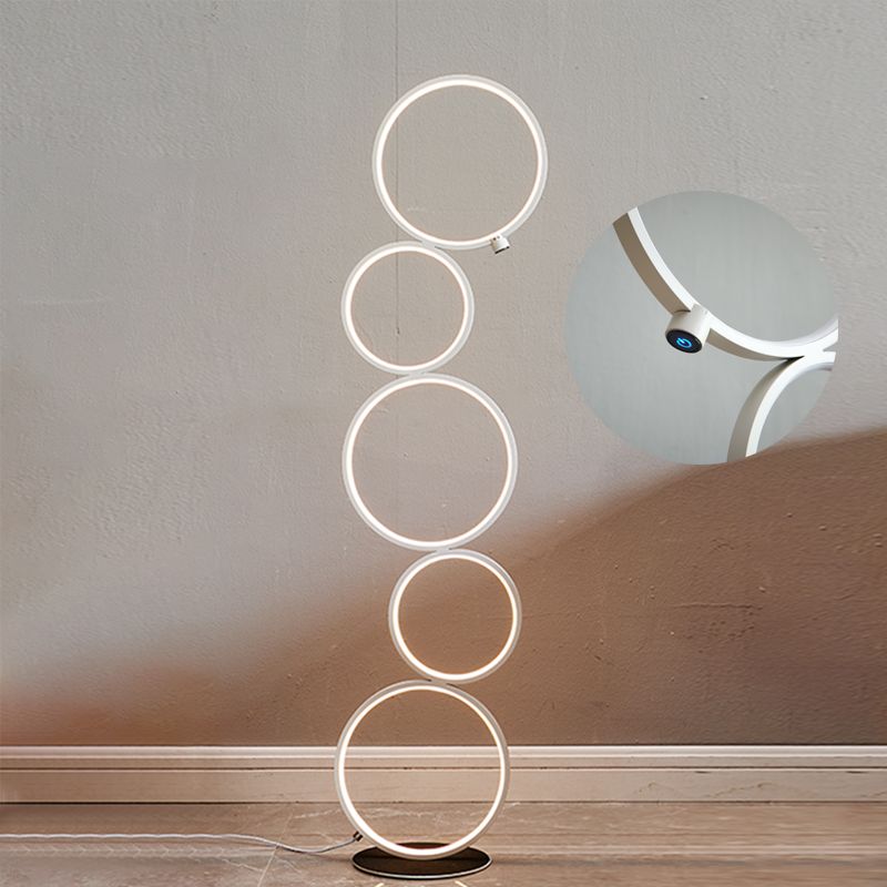 Arisha Minimalismo LED Anello Lampade da Terra Metallo Nero/Bianco Soggiorno/Camera da Letto