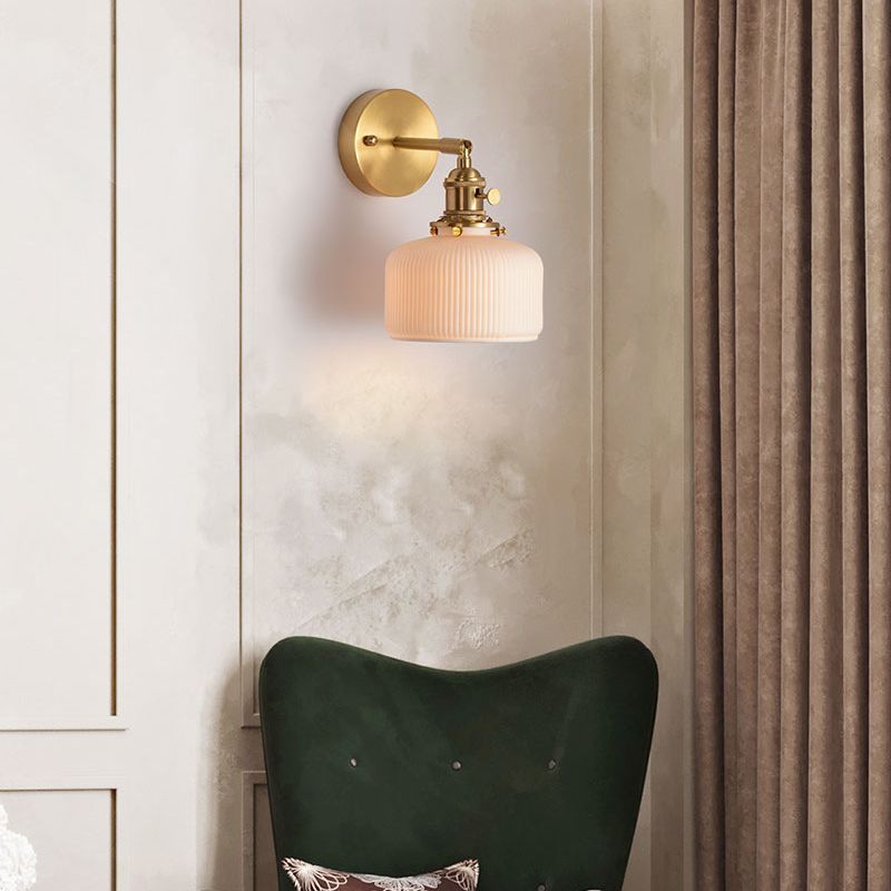 Arisha Design Rotondo LED Applique Metallo Oro Specchio Bagno/Soggiorno/Camera da Letto