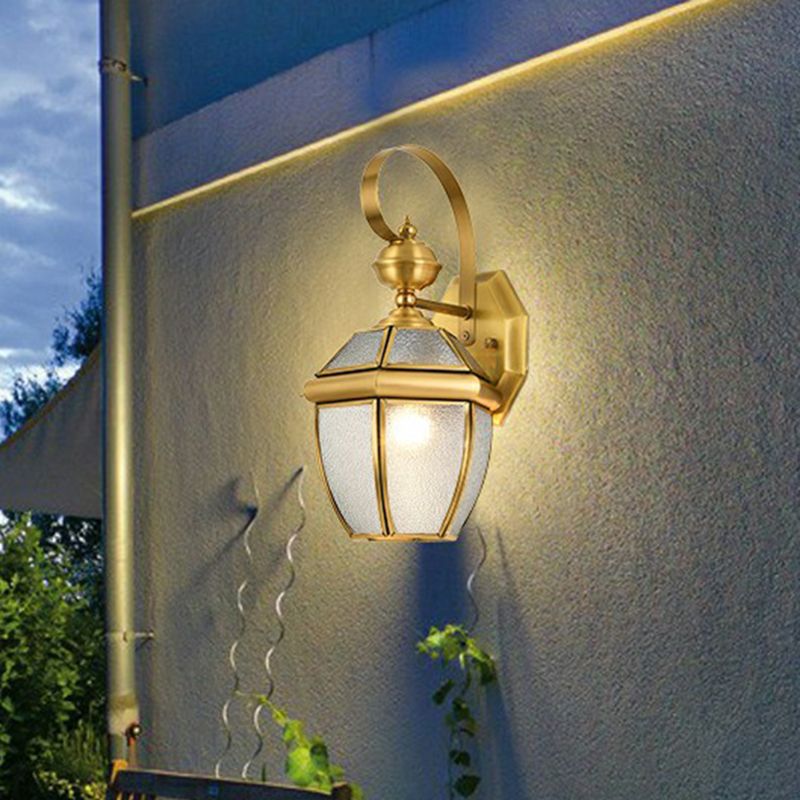 Ray Metallo LED Applique da Esterno Lanterna Oro Vintage Metallo Vetro Soggiorno/Camera da Letto