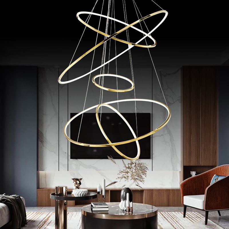 Arisha Minimalista Anello Lampada a Sospensione Metallo Oro