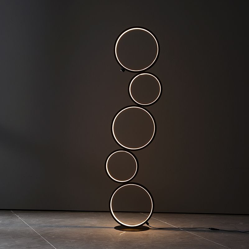 Arisha Minimalismo LED Anello Lampade da Terra Metallo Nero/Bianco Soggiorno/Camera da Letto