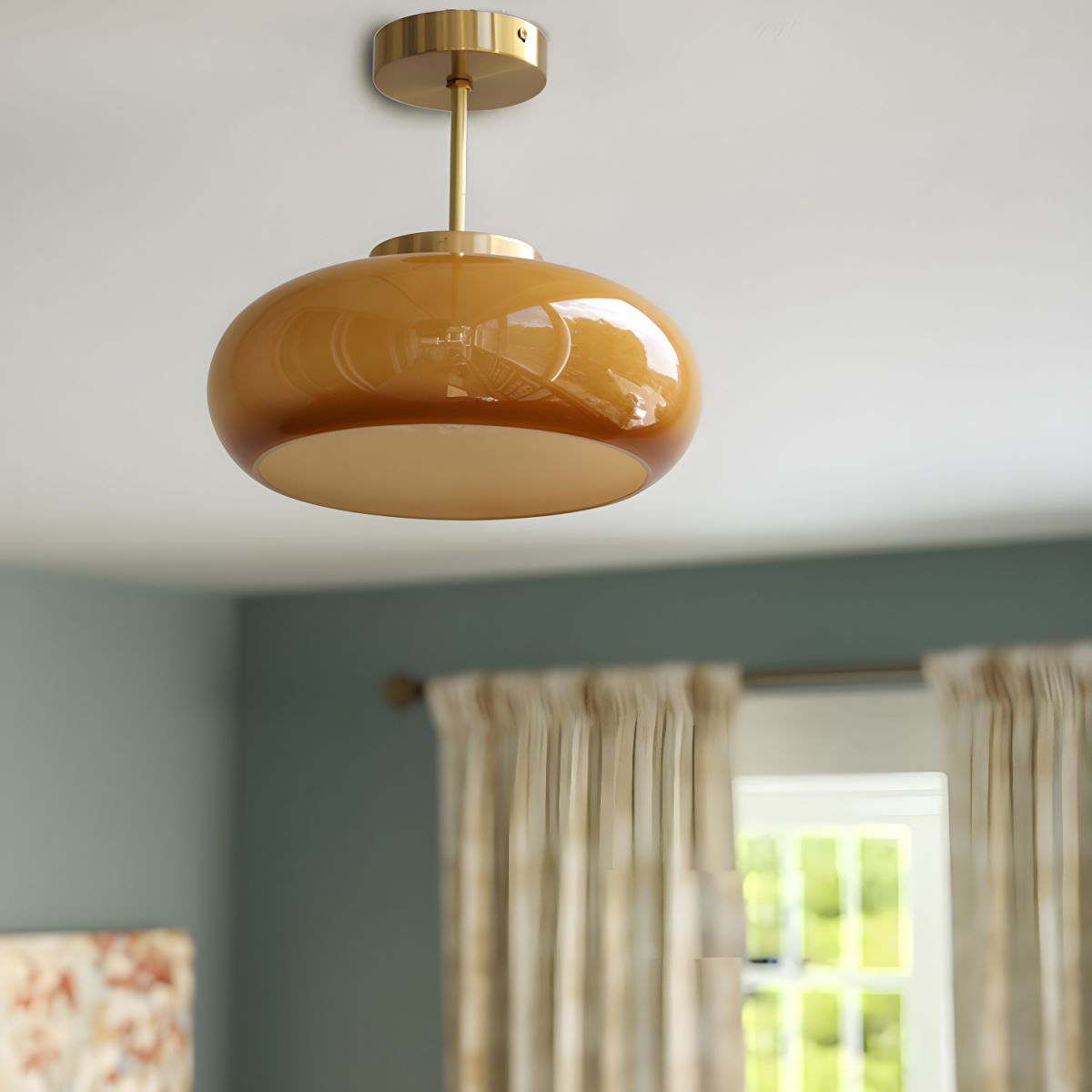 Arisha Moderne Metallo Vetro Plafoniere Giallo Camera da letto Soggiorno