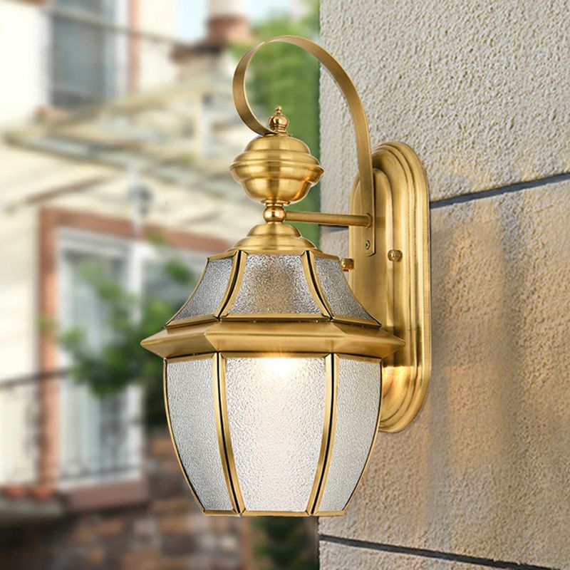 Ray Metallo LED Applique da Esterno Lanterna Oro Vintage Metallo Vetro Soggiorno/Camera da Letto