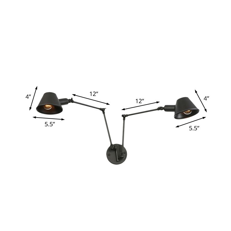 Epoch Vintage Industriale LED Applique Metallo Nero/Ruggine Regolabile Soggiorno/Camera da Letto