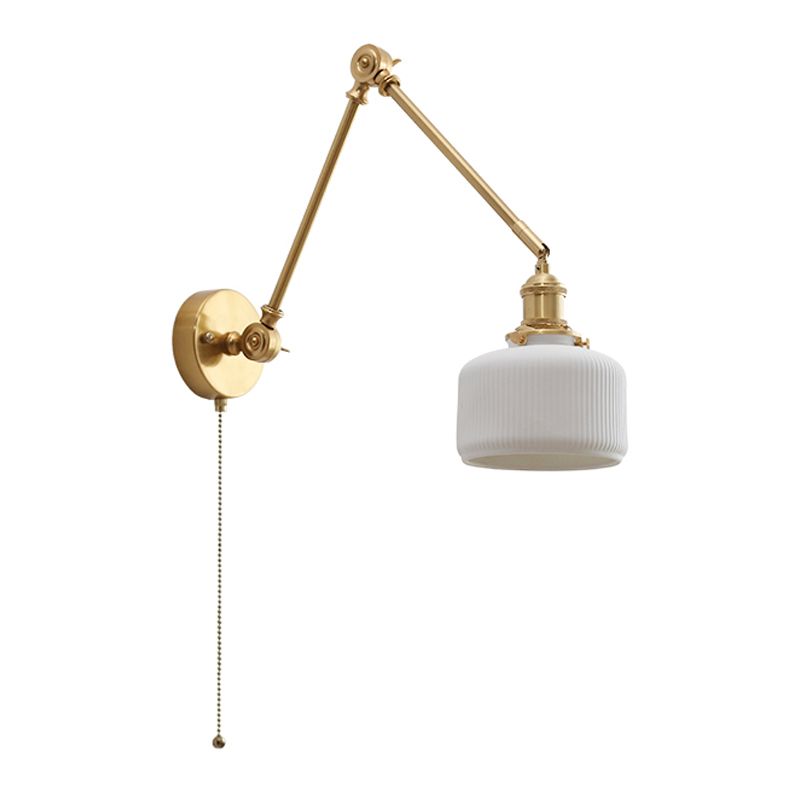 Arisha Applique Moderno Tamburo Ceramica Metallo Regolabile,Bianco