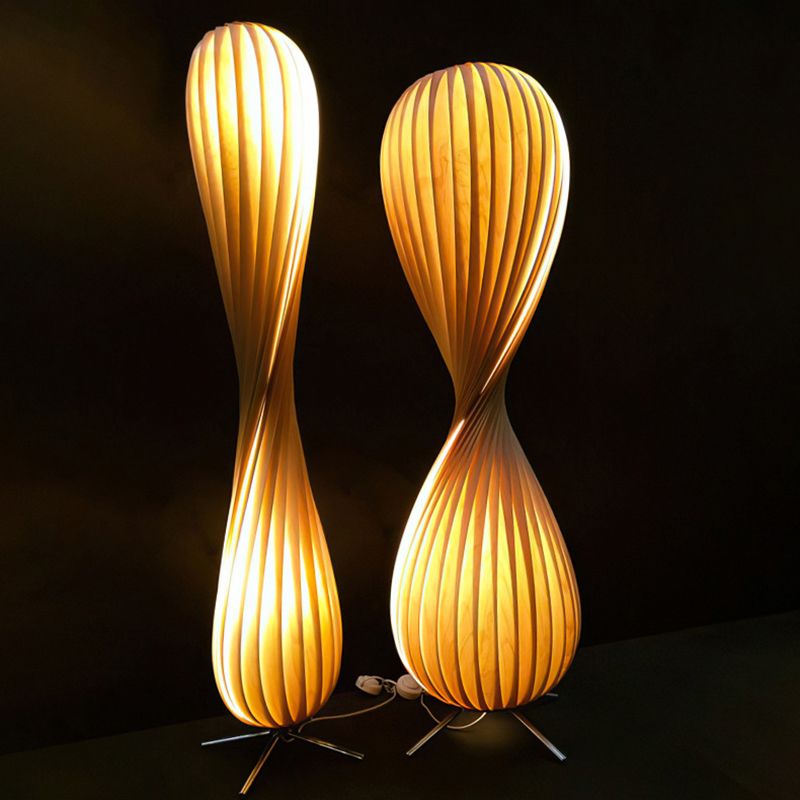 Muto Moderno Elegante Torto Legno Lampade da Terra Colore Legno