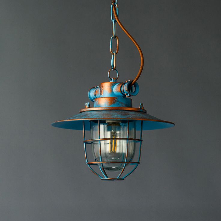 Silva Industriale Rustica Metallo Lampade a Sospensione, Bianco/Blu