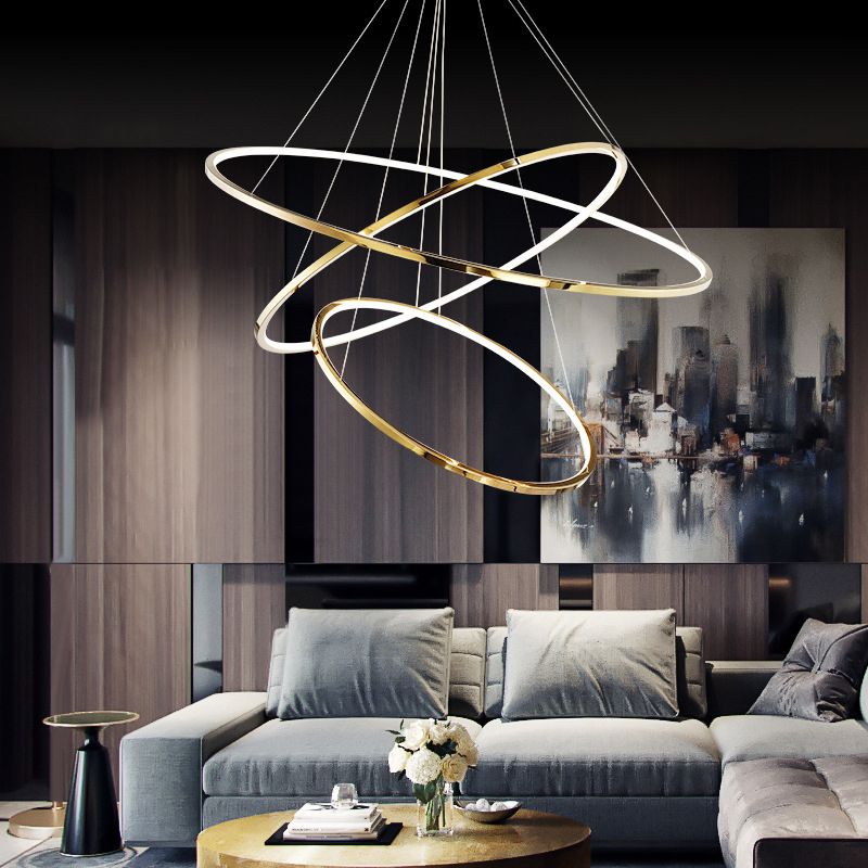 Arisha Minimalista Anello Lampada a Sospensione Metallo Oro