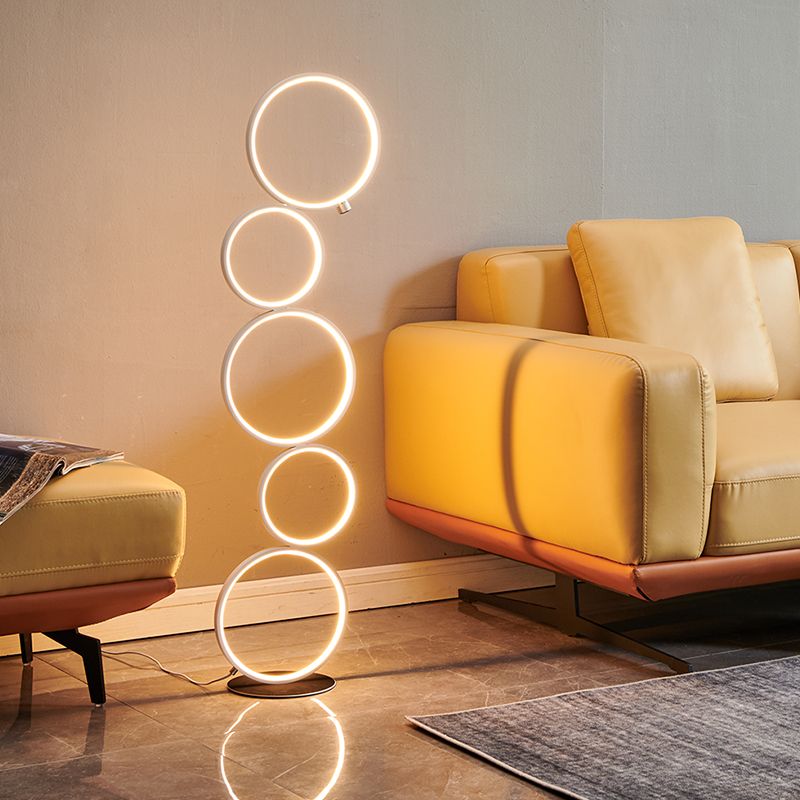 Arisha Minimalismo LED Anello Lampade da Terra Metallo Nero/Bianco Soggiorno/Camera da Letto