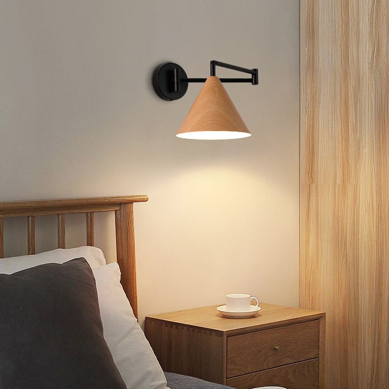 Muto Moderne Cone Applique Regolabile Metallo/Legno Soggiorno/Camera da Letto