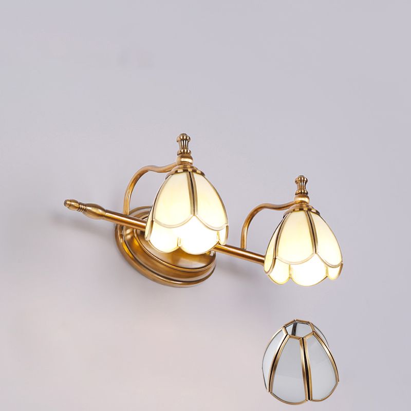 Arisha Vetro LED Fiore Bellissimo Vintage Applique Metallo Bianco/Giallo Soggiorno/Camera da Letto