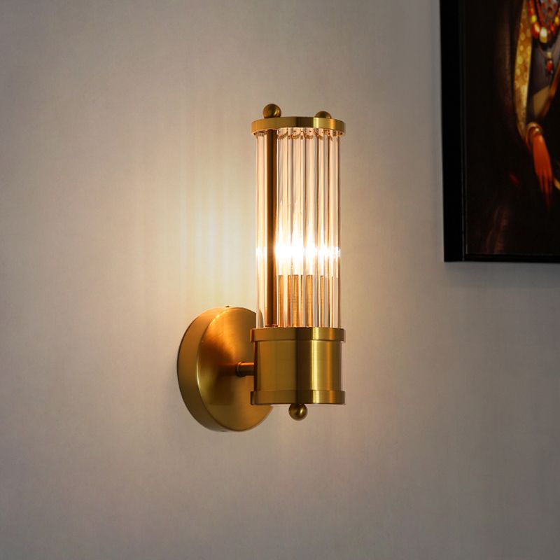 Arisha Classico LED Applique Americano Cilindrico Elegante Oro Vetro/Metallo Bagno