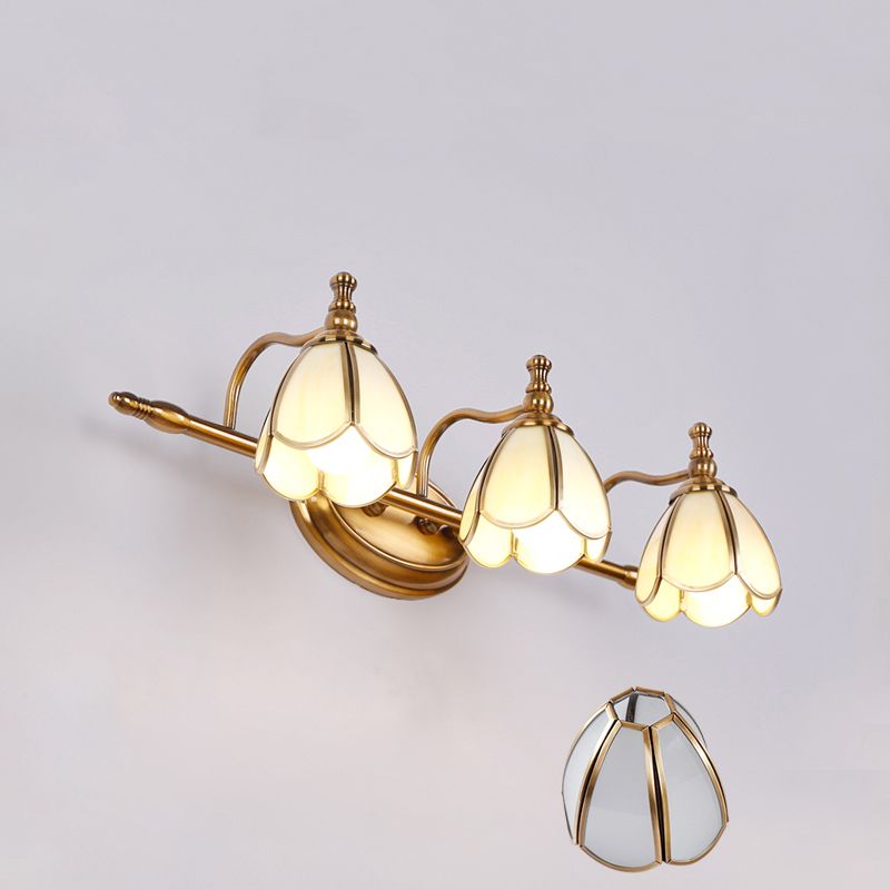 Arisha Vetro LED Fiore Bellissimo Vintage Applique Metallo Bianco/Giallo Soggiorno/Camera da Letto