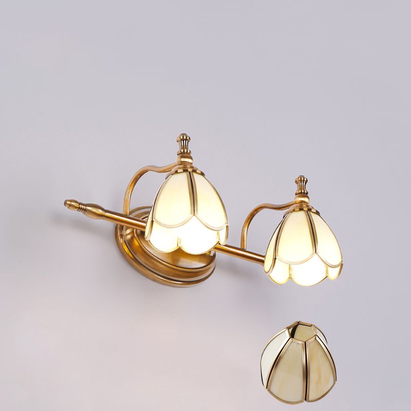 Arisha Vetro LED Fiore Bellissimo Vintage Applique Metallo Bianco/Giallo Soggiorno/Camera da Letto