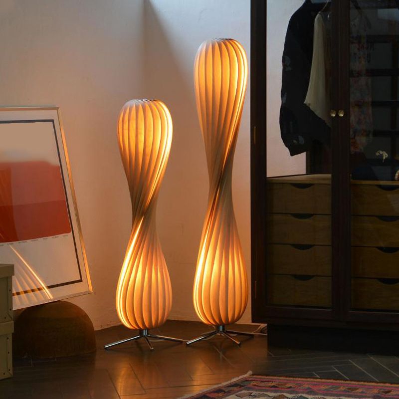 Muto Moderno Elegante Torto Legno Lampade da Terra Colore Legno