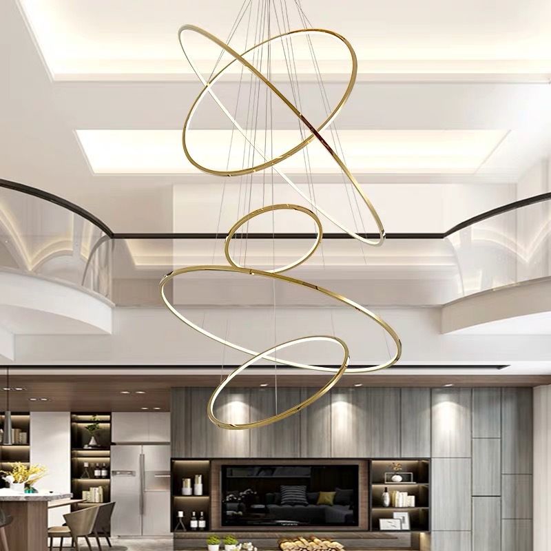 Arisha Minimalista Anello Lampada a Sospensione Metallo Oro